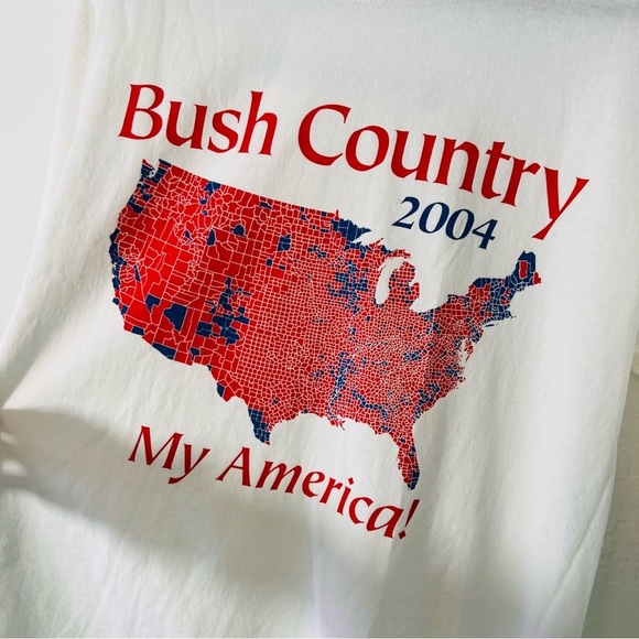 Vintage 2004 Bush Era Republican George W Bush Political Map Tee - Picture 2 of 7